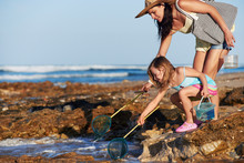 Mother Daughter Fishing Beach