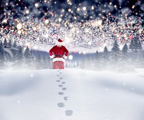 Aufkleber - Composite image of santa walking in the snow