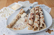 Lefse rolled on a plate