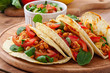 Tacos with chicken and bell peppers
