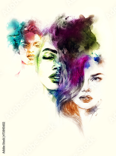 Plakat na zamówienie woman portrait .abstract watercolor .fashion background