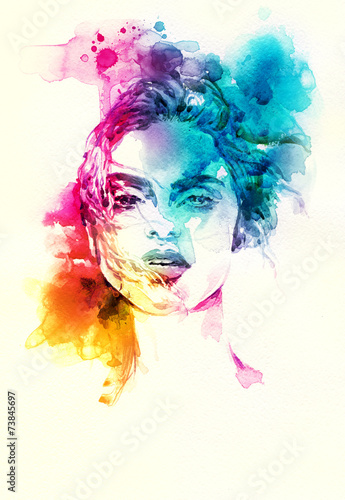 Plakat na zamówienie woman portrait .abstract watercolor .fashion background