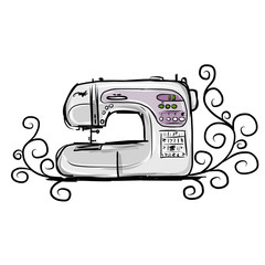 Sewing machine modern, tro sketch for your design