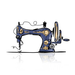 Poster - Sewing machine retro sketch for your design