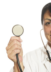 Close up of female doctor with stethoscope