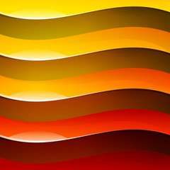 Fototapete - Abstract red, orange and yellow shiny wave shapes backgroun