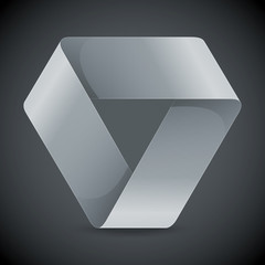 Poster - Moebius origami white paper triangle on grey background