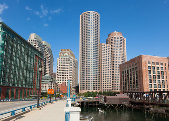 Modern buildings in The financial district in Boston - USA