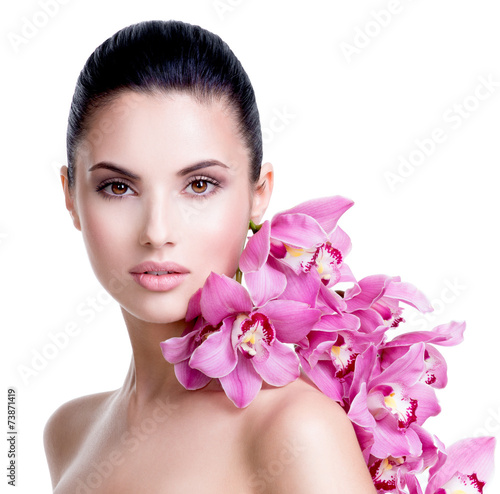 Fototapeta do kuchni Beautiful young pretty woman with healthy skin.