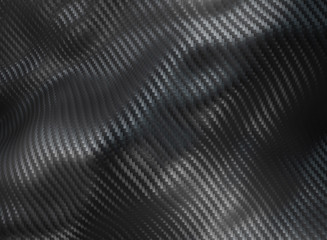 Wall Mural -  3d image of a carbon fiber textured background, uneven wave geometry.