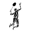 Creative silhouette of a badminton player