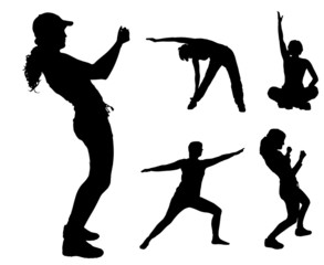 Sticker - Vector silhouettes of different women.