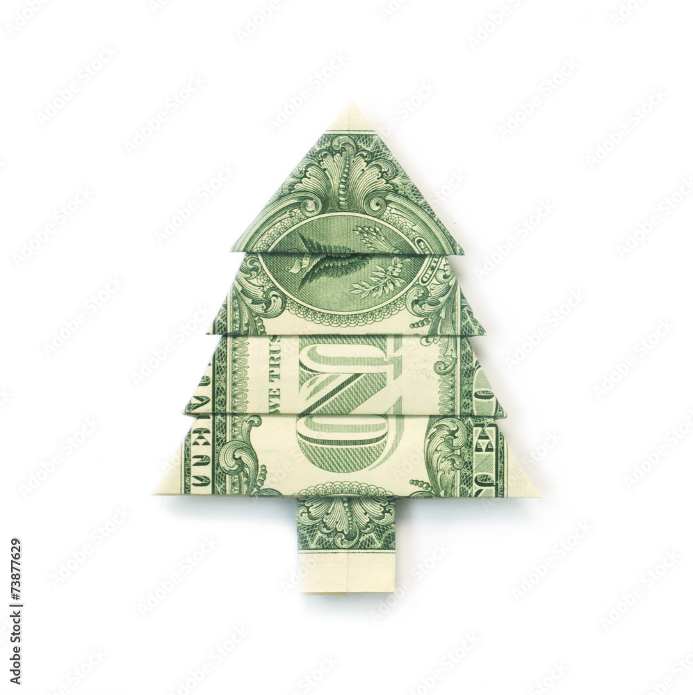 Dollar Bill Origami Christmas Tree Stock Photo | Adobe Stock