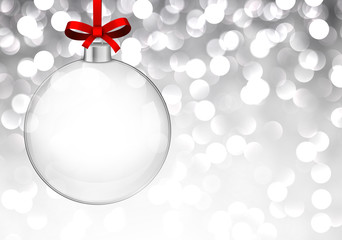 Silver christmas background with glass ball.