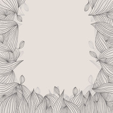 Floral Elegant Hand Drawn Framing With Curls On White Background