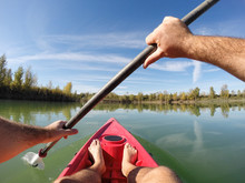 Point Of View Of A Canoeist On A Lake
