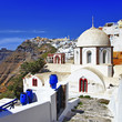 colors of Santorini - Fira, view with church and caldera