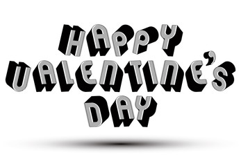 Wall Mural - Happy Valentine’s Day greeting phrase made with 3d retro style