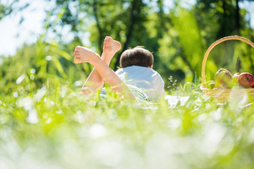 Wall Mural - Boy at picnic