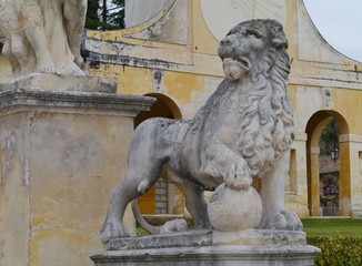 A lion in the park of the villa di Maser in Italy