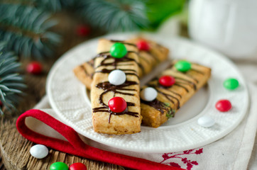 Christmas shortbread cookies with chocolate dragees