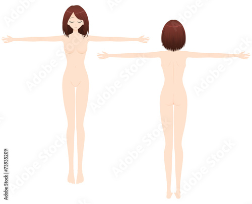 腕を広げる女性 ヌードイラスト ２カット Stock Illustration Adobe Stock