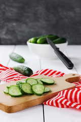 Wall Mural - Cucumber on the wooden table