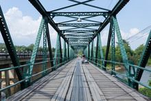 Iron Bridge At Pai River In Thailand