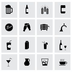 Canvas Print - Vector black beverages icons set