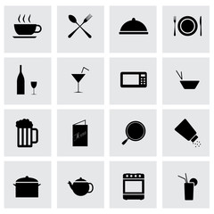 Wall Mural - vector black food icons set