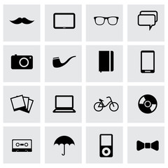 Wall Mural - vector black hipster icons set