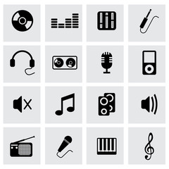 Wall Mural - vector black music icons set