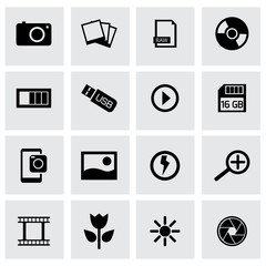 Wall Mural - vector black photo icons set