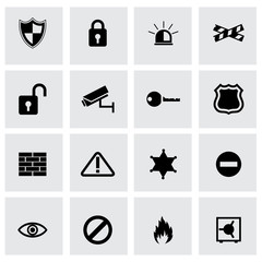 Wall Mural - vector black security icons set