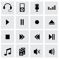 Sticker - Vector black sound icons set