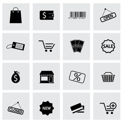 Sticker - Vector black shop icons set