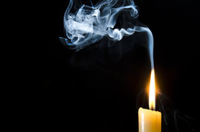 Candle, Flame, Smoke.