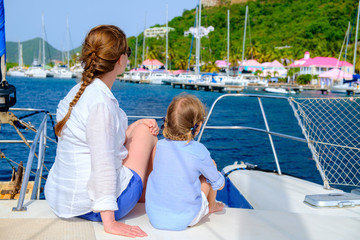 Wall Mural - family sailing on a luxury yacht