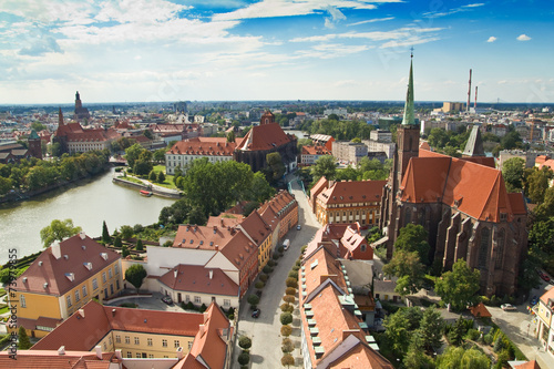 Naklejka - mata magnetyczna na lodówkę Panorama of the city of Wroclaw in Poland