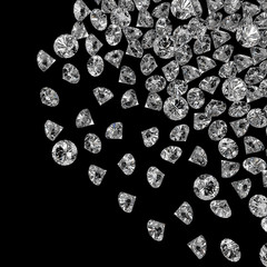 Wall Mural - Diamonds 3d composition on black background