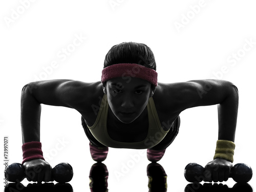 Naklejka na szybę woman exercising fitness workout push ups silhouette