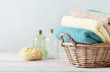 Bath towels and sponge