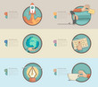 Flat design banners with flat concept icons for templates