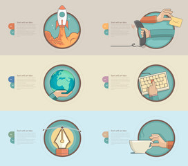 Wall Mural - flat design banners with flat concept icons for templates