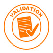 validation sur bouton web rond orange