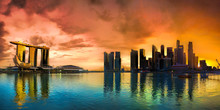 Singapore Skyline At Sunset