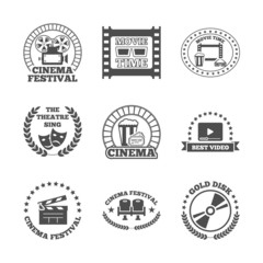 Wall Mural - Cinema black retro labels icons set