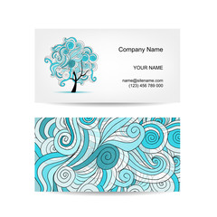 Canvas Print - Set of business cards design with art tree