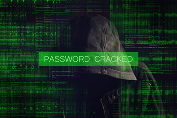 Wall Mural - faceless hooded anonymous computer hacker