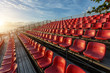 Empty plastic chairs at temporary grandstand stadium in Phuket,